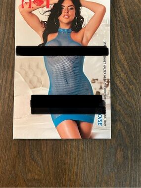 Shirley of Hollywood Blue Fishnet Halter Chemise Small (0)